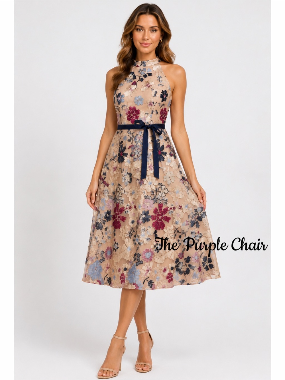 JS COLLECTION NWT Floral Embroidered Sleeveless Eleanor Tea Midi Dress 2